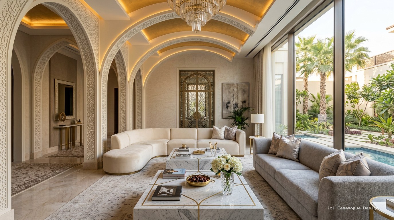 Luxury Formal Living Room with Islamic Arches Dubai