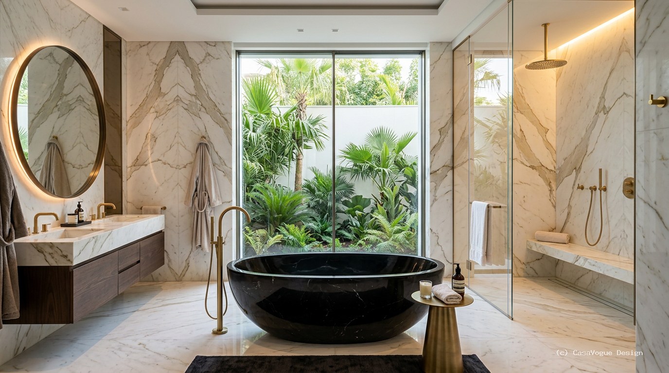 Ensuite Master Spa Bathroom with Calacatta Marble Dubai