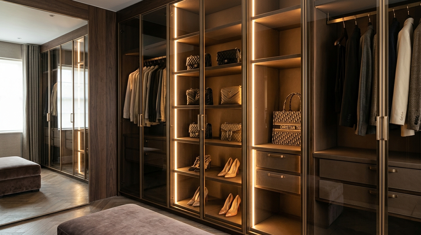 Smoked Glass & Anodized Metal Doors in Dubai